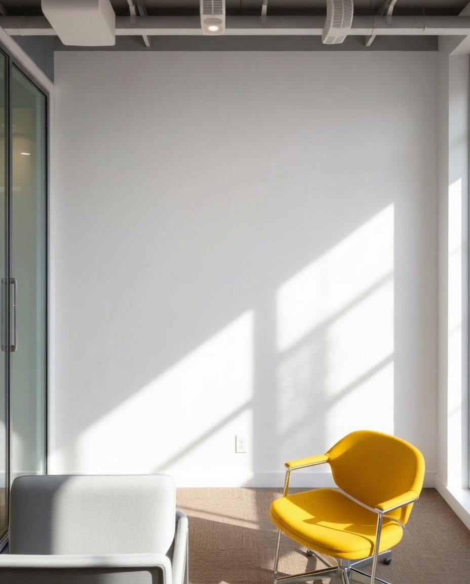Empty white office wall before the mural